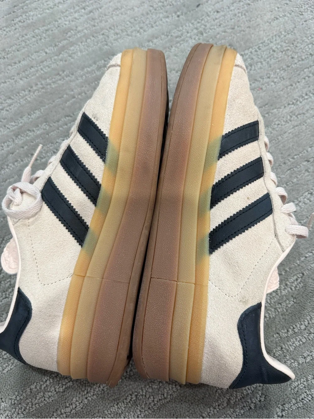Adidas Gazelle Bold Platform Suede Sneakers Cream Black Gum Size 8